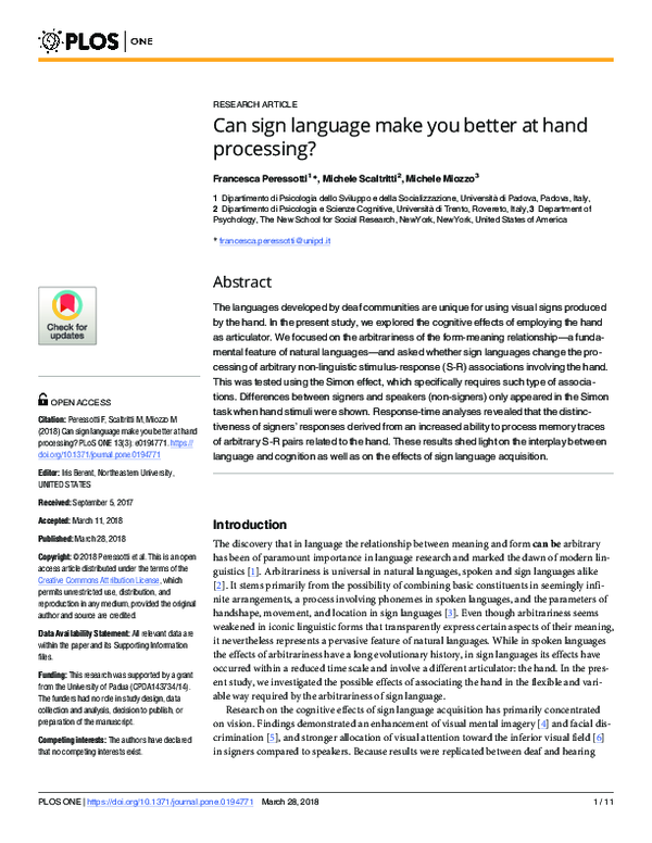 (PDF) Can sign language make you better at hand processing?
