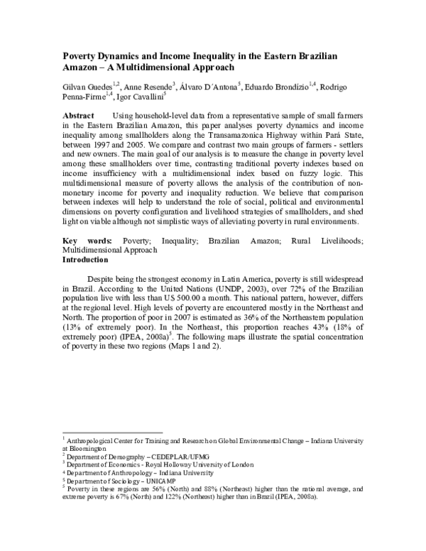 (PDF) Poverty Dynamics and Income Inequality in the Eastern Brazilian ...