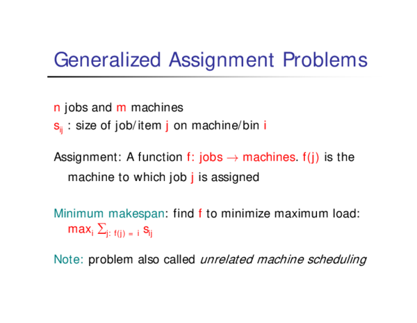 (PDF) Generalized assignment problems