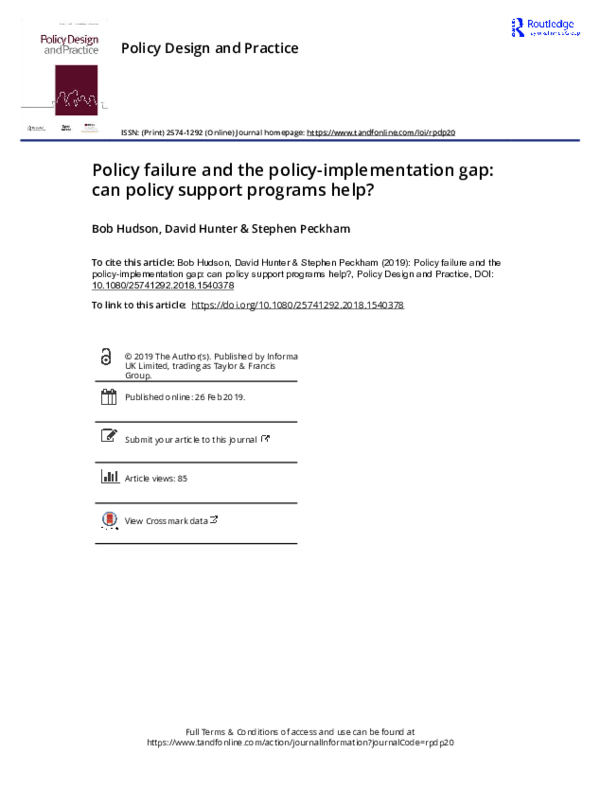 (PDF) Policy failure and the policy-implementation gap: can policy ...