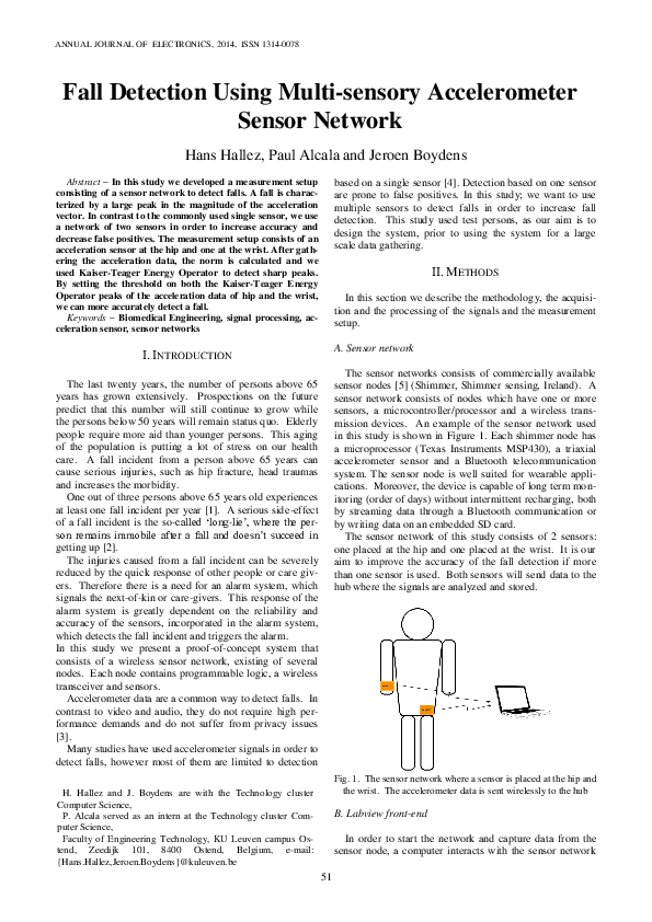 (PDF) Fall Detection Using Multi-sensory Accelerometer Sensor Network