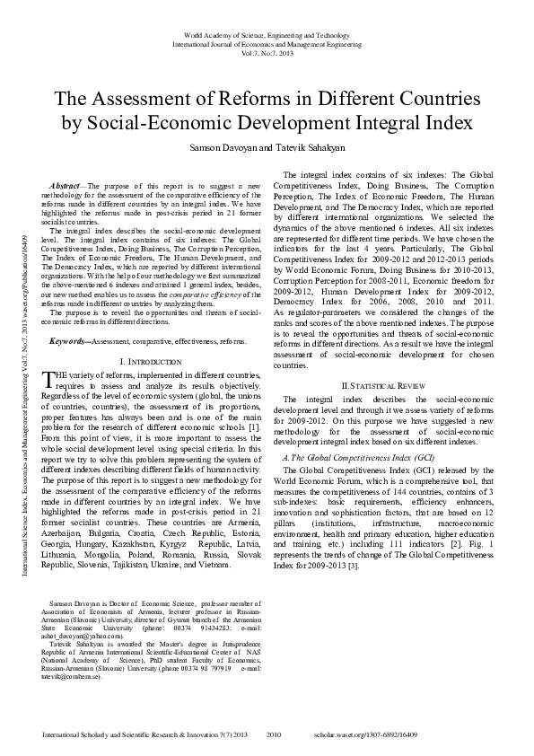 (PDF) The Assessment of Reforms in Different Countries by Social ...