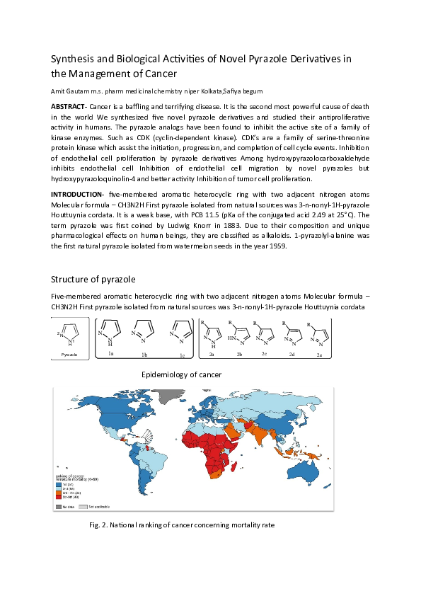 (DOC) Synthesis and Biological activities of Novel Pyrazole Derivatives ...