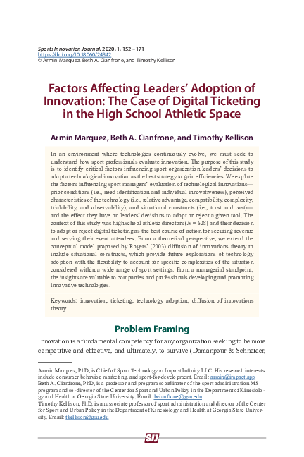 (PDF) Factors Affecting Leaders’ Adoption of Innovation