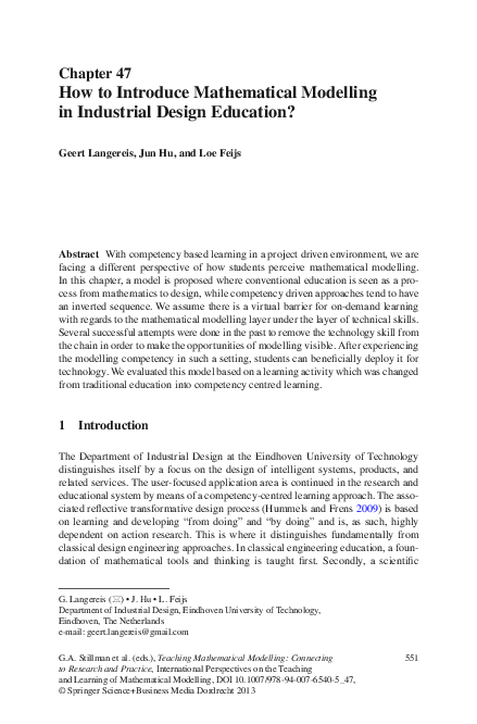 (PDF) How to Introduce Mathematical Modelling in Industrial Design ...