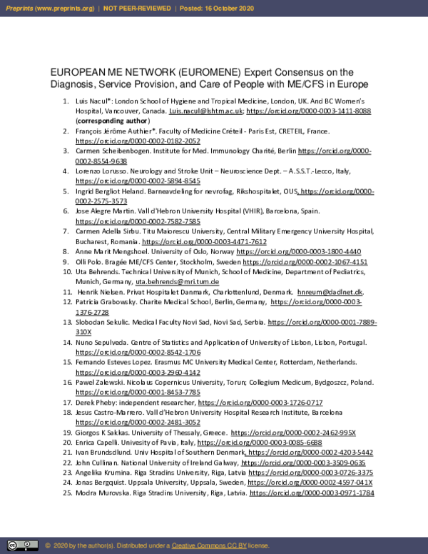 (PDF) EUROPEAN ME NETWORK (EUROMENE) Expert Consensus on the Diagnosis ...