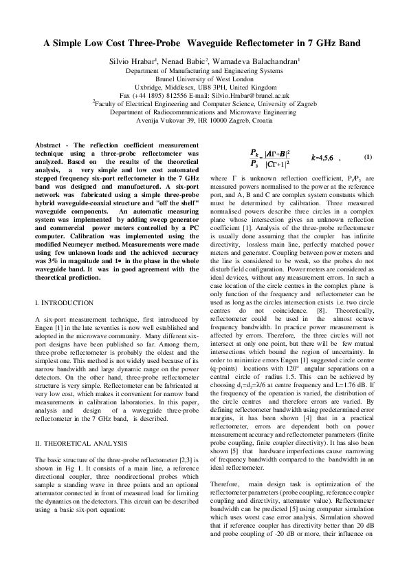 (PDF) A Simple Low-Cost Three-Probe Waveguide Reflectometer in the 7 ...