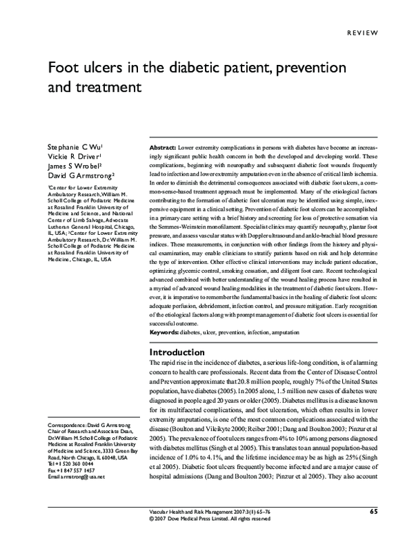 (PDF) Foot ulcers in the diabetic patient, prevention and treatment