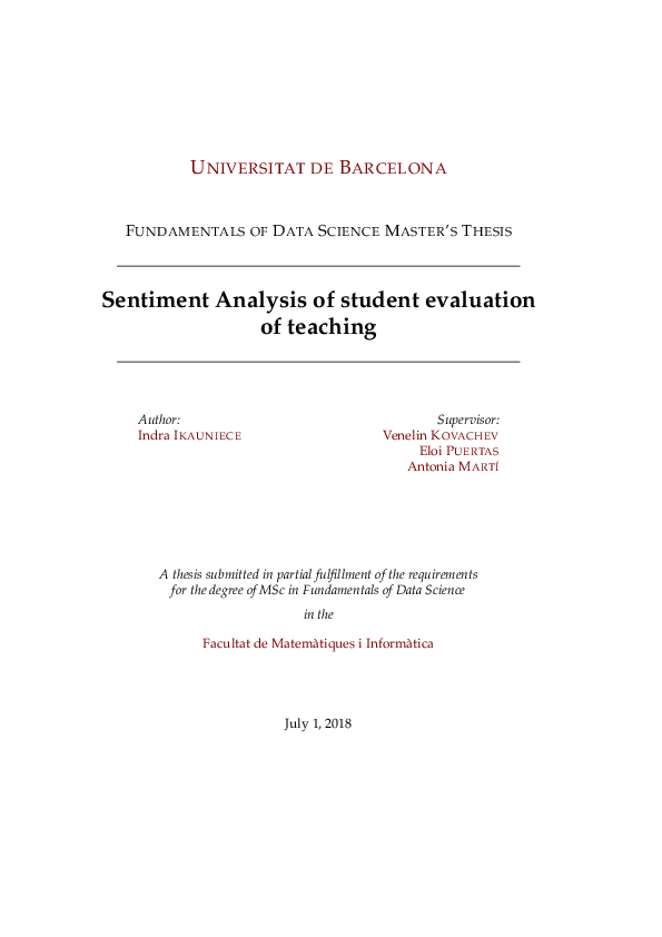 (PDF) Analysis of student evaluation of teaching