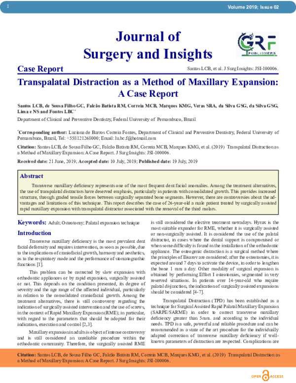 (PDF) Transpalatal Distraction as a Method of Maxillary Expansion