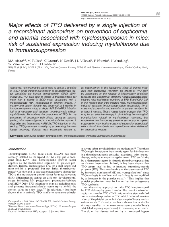 (PDF) Major effects of TPO delivered by a single injection of a ...