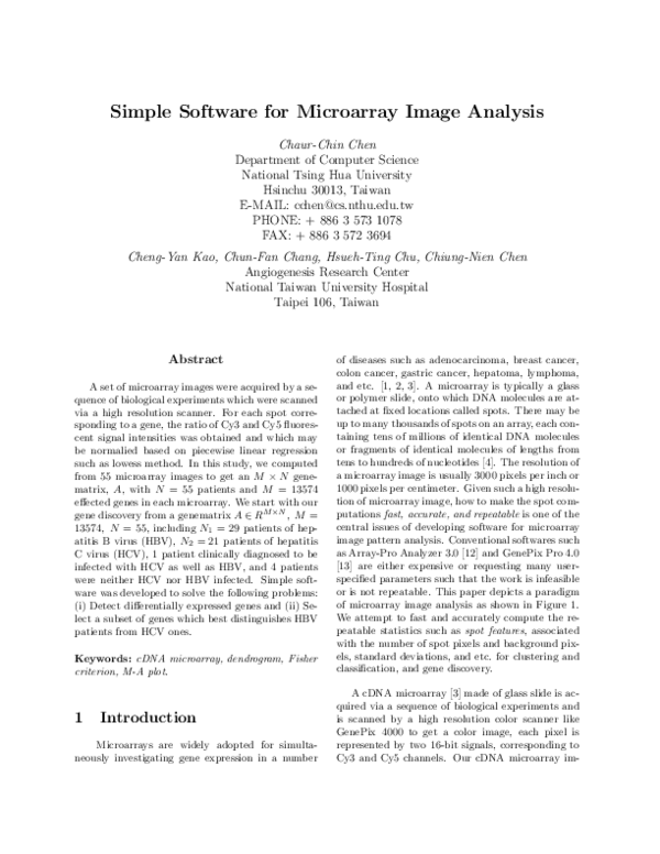 (PDF) Simple Software for Microarray Image Analysis