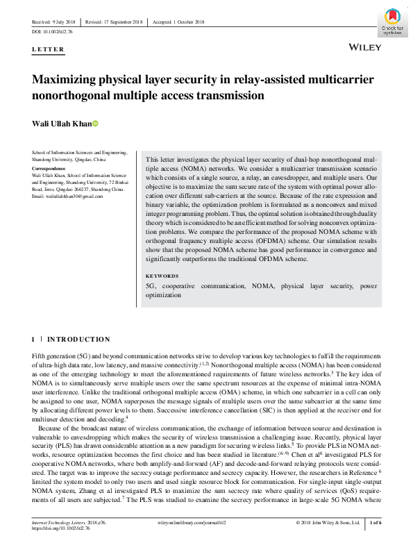 (PDF) Maximizing physical layer security in relay-assisted multicarrier ...