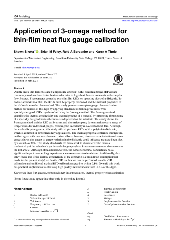 (PDF) Application of 3-omega method for thin-film heat flux gauge ...
