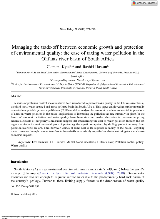 (PDF) Managing the trade-off between economic growth and protection of ...
