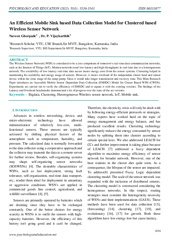 (PDF) An Efficient Mobile Sink based Data Collection Model for ...