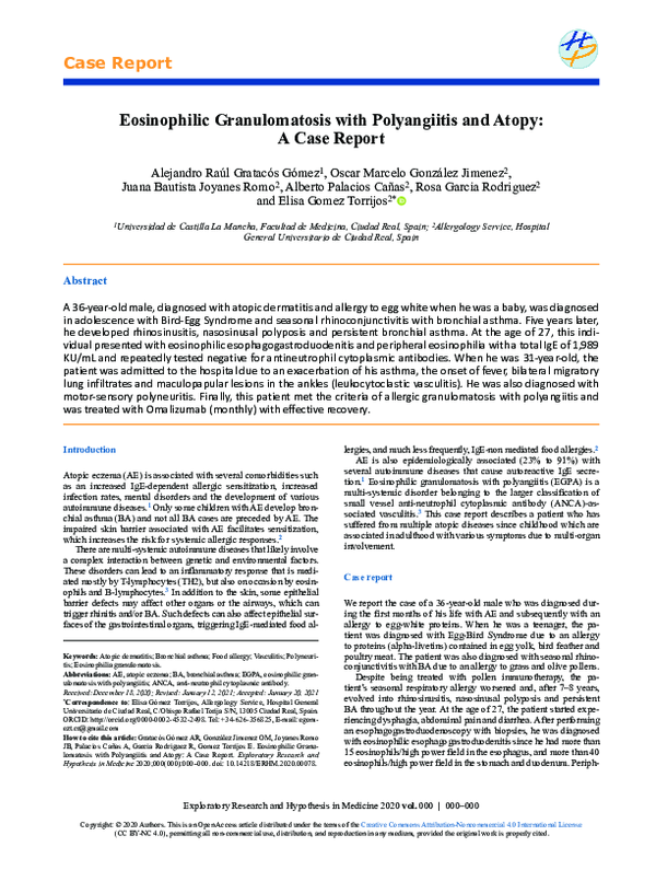 (PDF) Eosinophilic Granulomatosis with Polyangiitis and Atopy: A Case ...