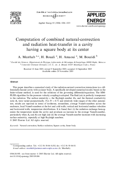 (PDF) Computation of combined natural-convection and radiation heat ...