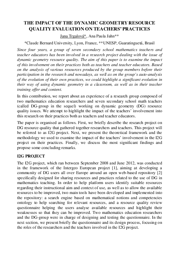(PDF) The Impact of the Dynamic Geometry Resource Quality Evaluation on ...