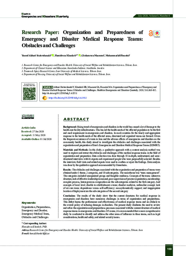 (PDF) Organization and Preparedness of Emergency and Disaster Medical ...