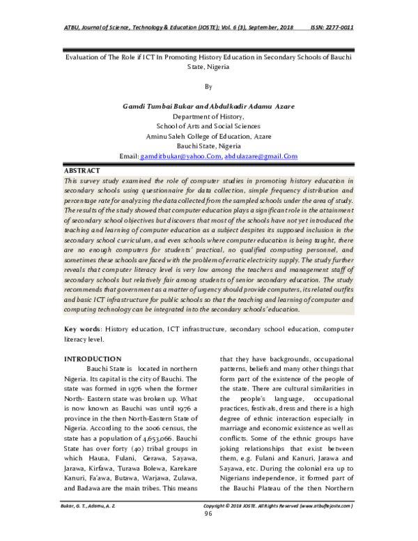 (PDF) Evaluation of The Role if ICT In Promoting History Education in ...