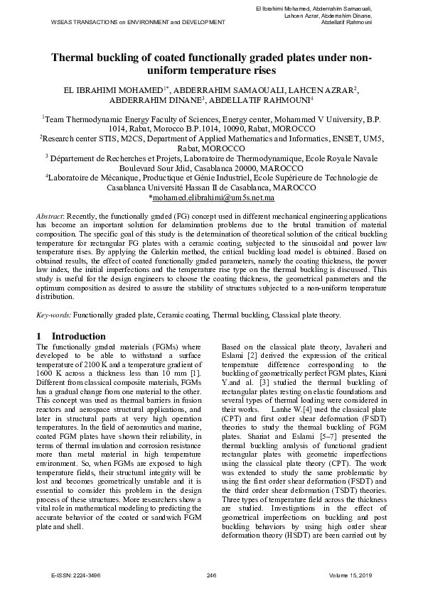(PDF) Thermal buckling of coated functionally graded plates under non ...