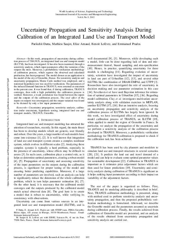 (PDF) Uncertainty Propagation and Sensitivity Analysis During ...