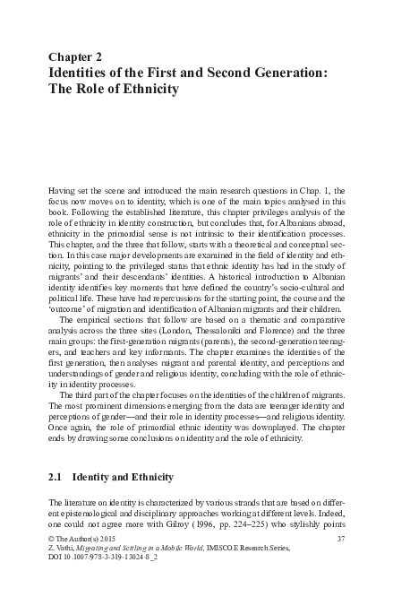 (PDF) Identities of the First and Second Generation: The Role of Ethnicity