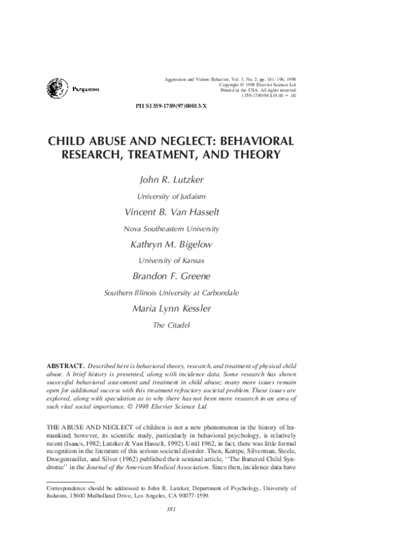 (PDF) Child abuse and neglect