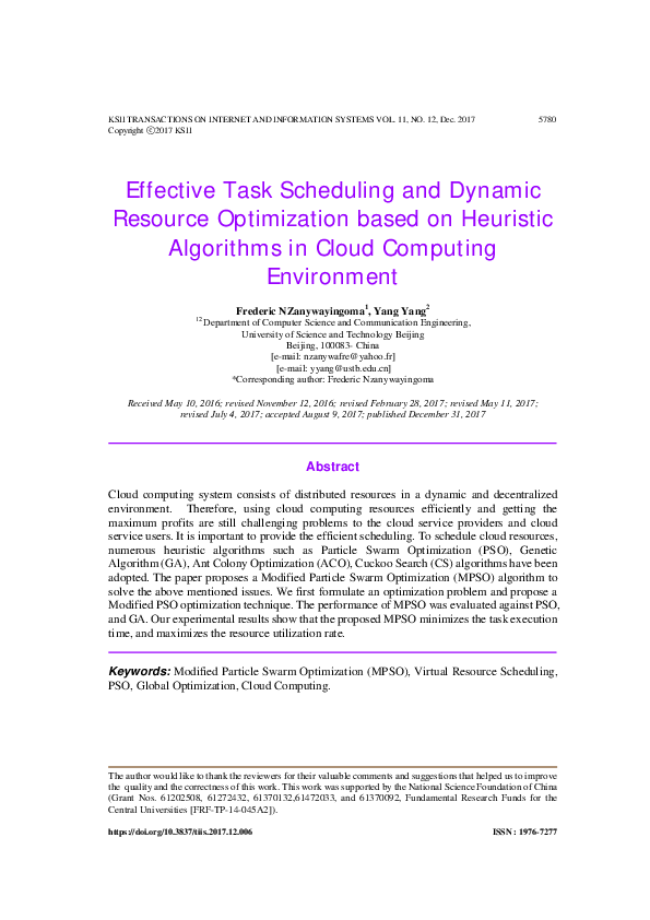 (PDF) Effective Task Scheduling and Dynamic Resource Optimization based ...