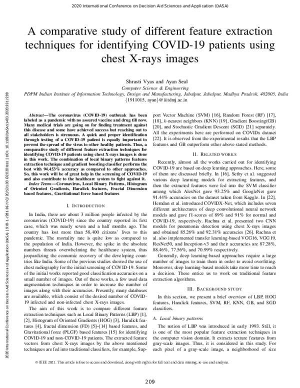 (PDF) A comparative study of different feature extraction techniques ...