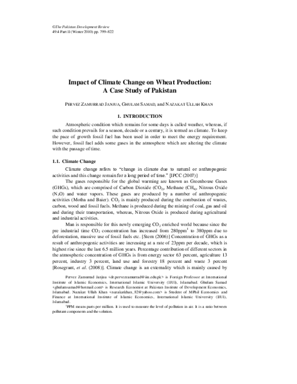 (PDF) Impact of Climate Change on Wheat Production: A Case Study of ...