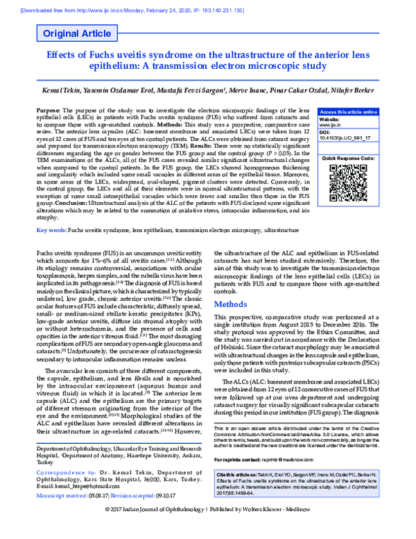 (PDF) Effects of Fuchs uveitis syndrome on the ultrastructure of the ...