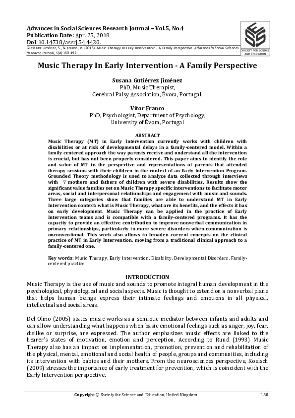 (PDF) Music Therapy in Early Intervention - a Family Perspective