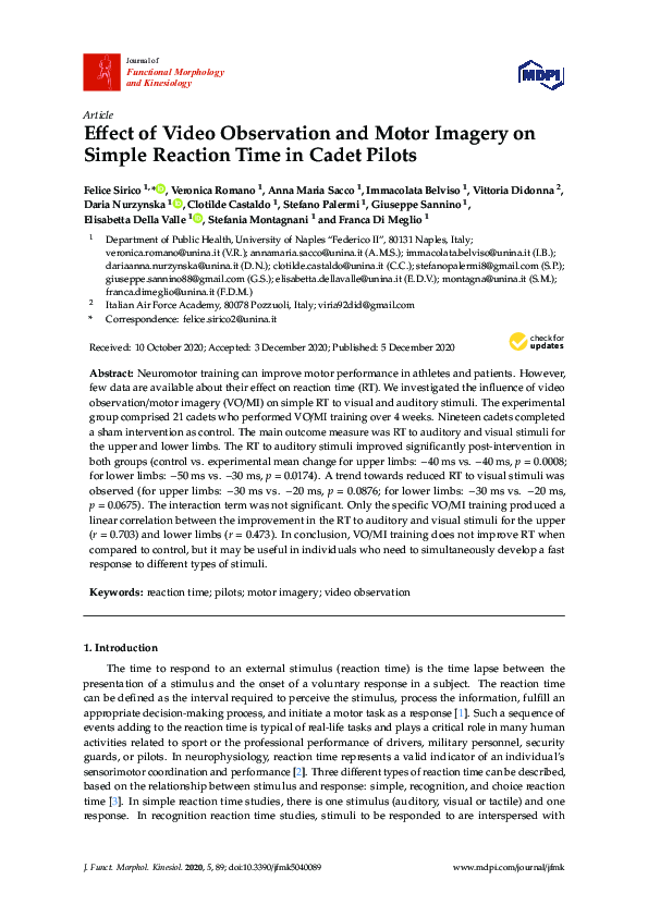 (PDF) Effect of Video Observation and Motor Imagery on Simple Reaction ...