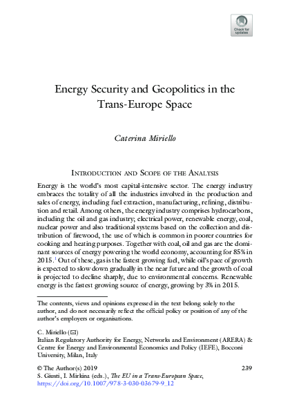 (PDF) Energy Security and Geopolitics in the Trans-Europe Space