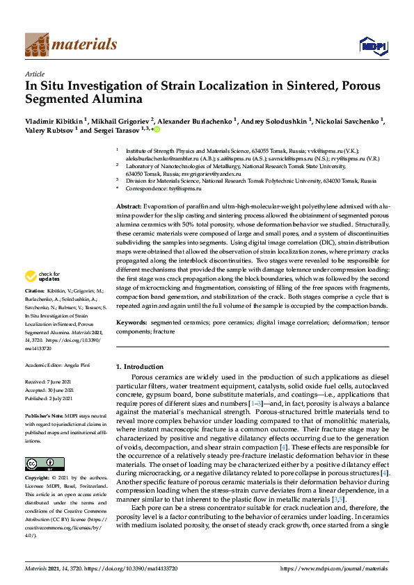 (PDF) In Situ Investigation of Strain Localization in Sintered, Porous ...