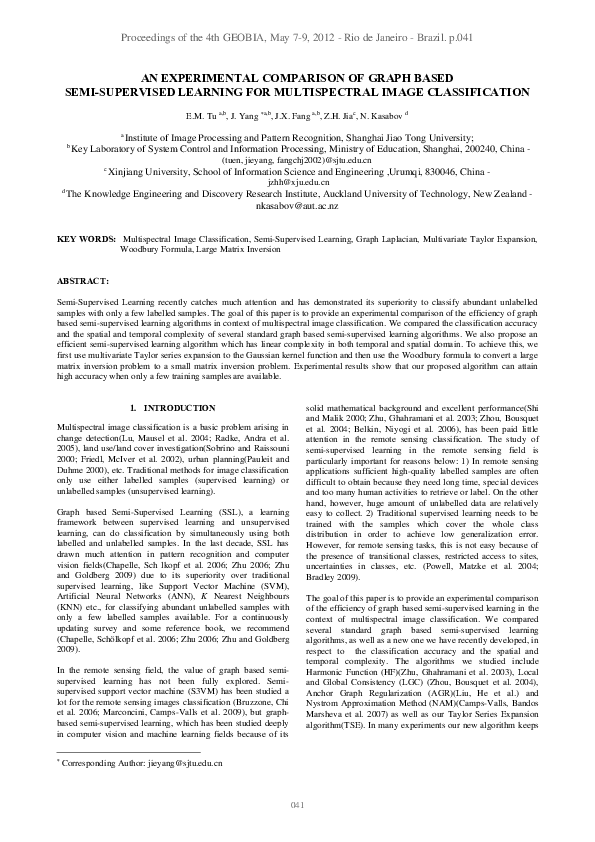 (PDF) An Experimental Comparison of Graph Based Semi-Supervised ...