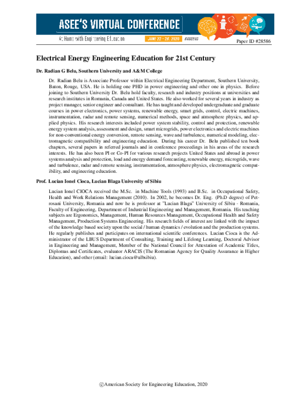 (PDF) Electrical Energy Engineering Education for the 21st Century