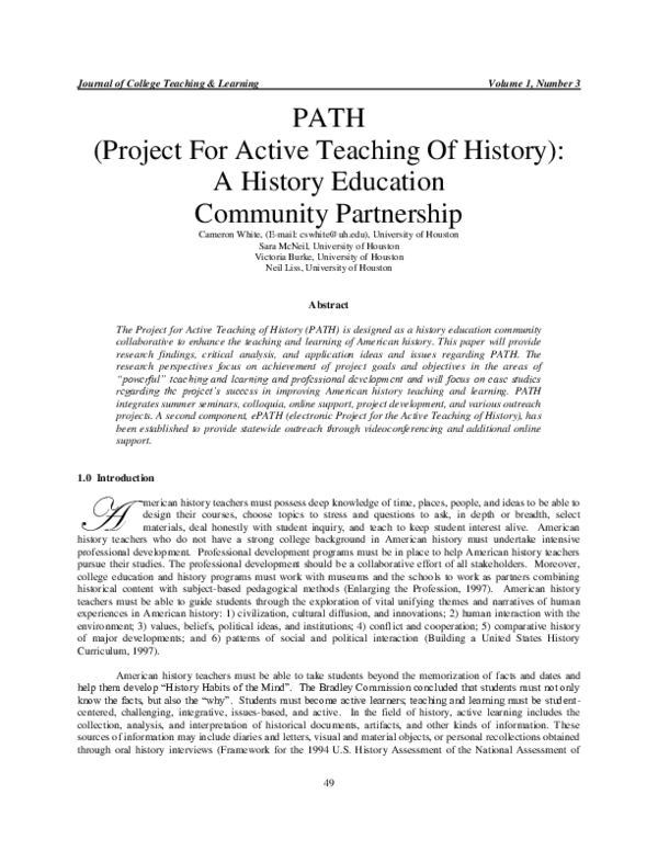 (PDF) PATH (Project For Active Teaching Of History): A History ...