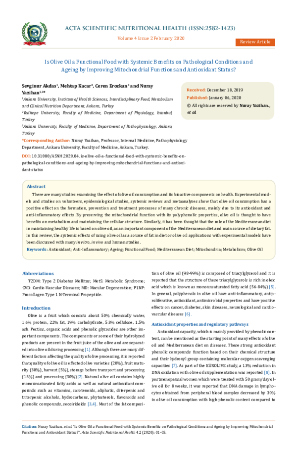 (PDF) Is Olive Oil a Functional Food with Systemic Benefits on ...