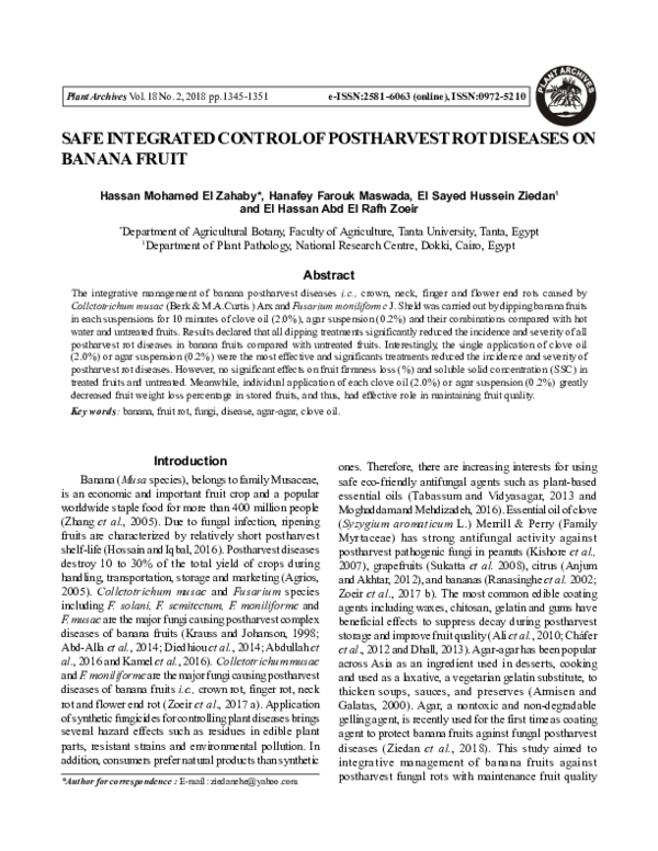 (PDF) Safe Integrated Control of Postharvest Rot Diseases on Banana Fruit