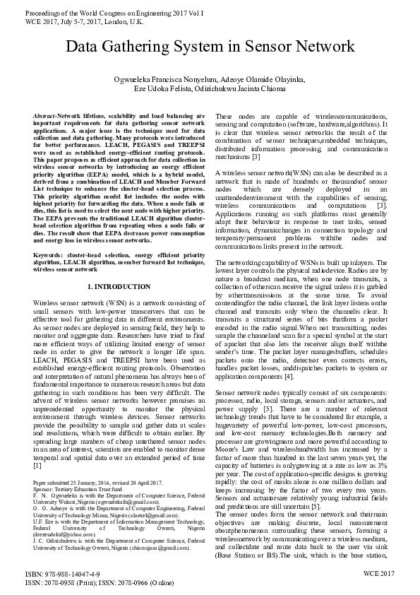 (PDF) Data Gathering System in Sensor Network