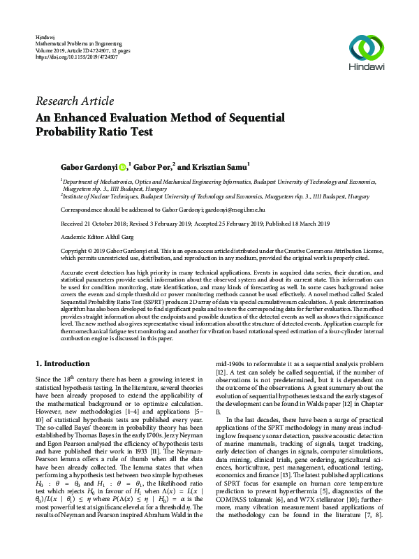 (PDF) An Enhanced Evaluation Method of Sequential Probability Ratio Test