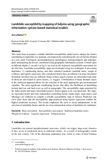 (PDF) Landslide susceptibility mapping of Gdynia using geographic ...