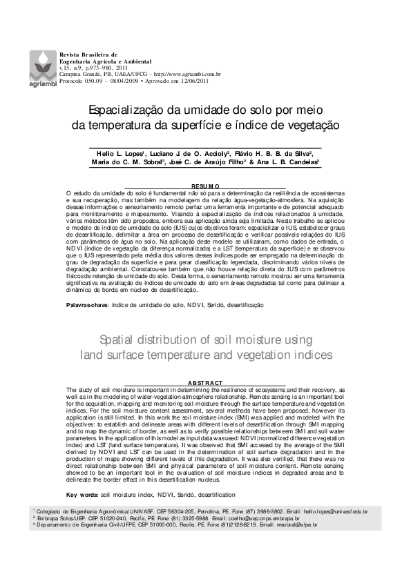 (PDF) Spatial distribution of soil moisture using land surface ...