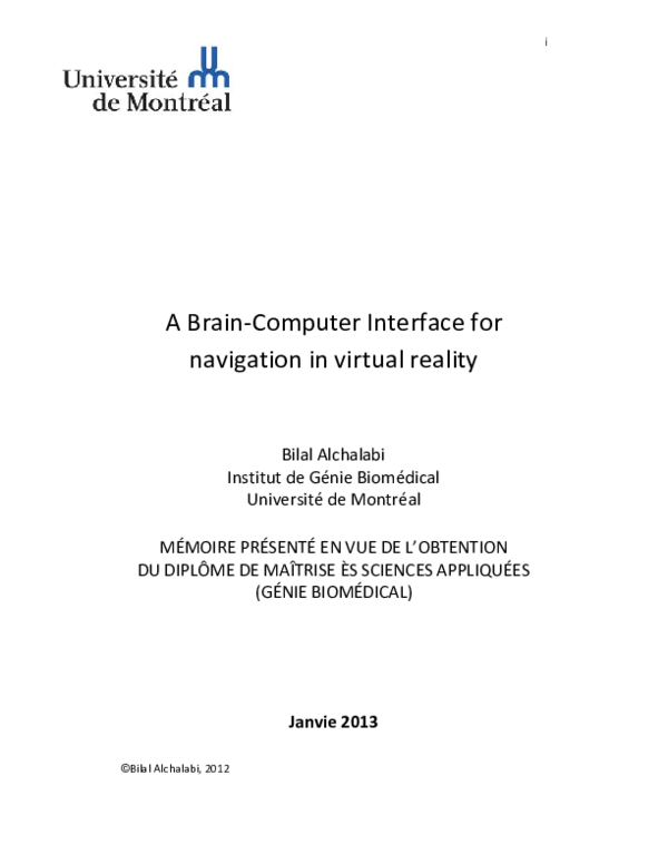 (PDF) A brain-computer interface for navigation in virtual reality