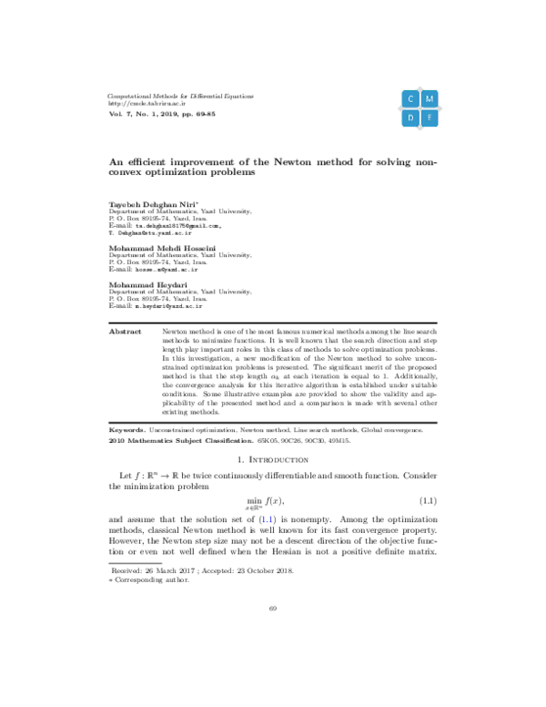 (PDF) An efficient improvement of the Newton method for solving ...