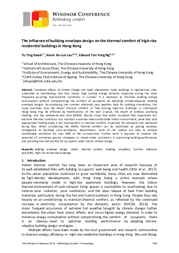 (PDF) The influence of building envelope design on the thermal comfort ...