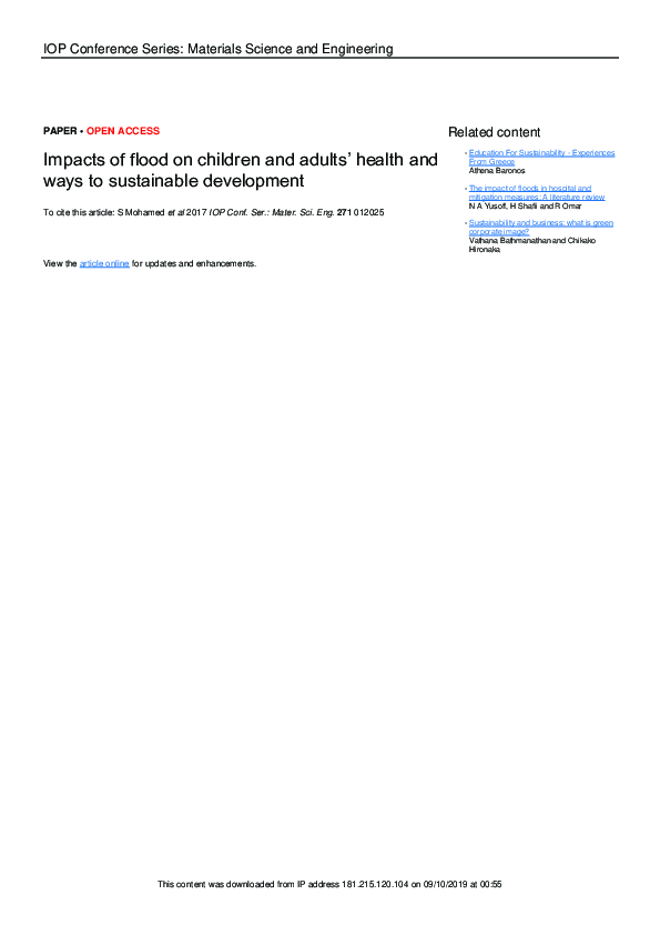 (PDF) Impacts of flood on children and adults' health and ways to ...